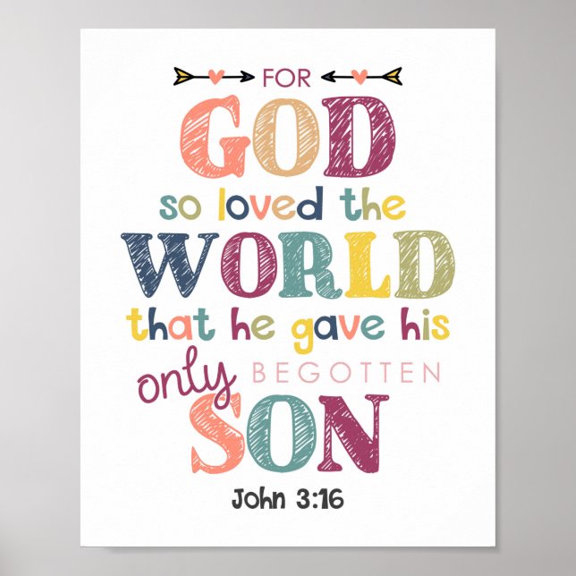 For God So Loved The World Kids Christian Poster (Front)
