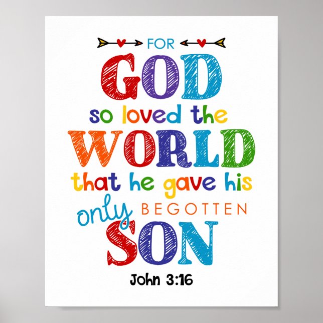 For God So Loved The World Kids Christian Poster (Front)