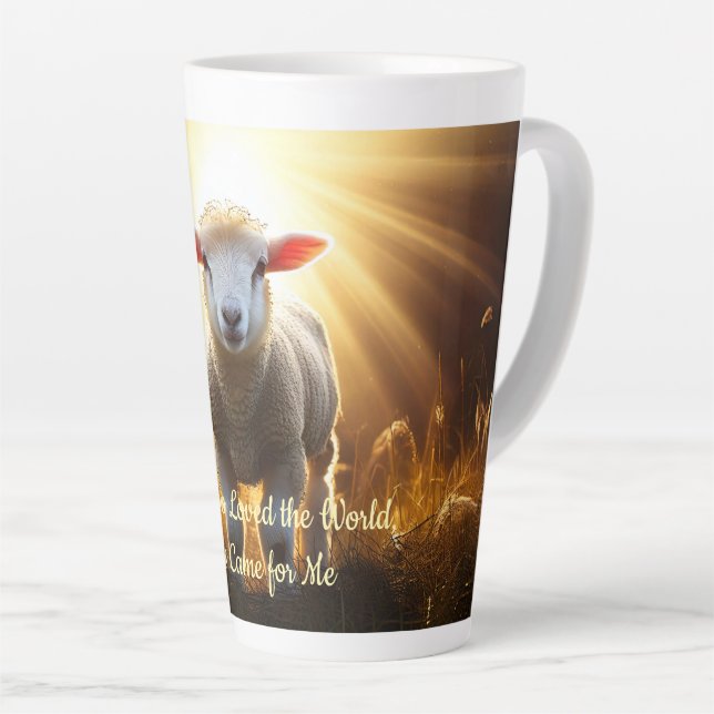 For God so Loved the World, Lamb Latte Mug (Right Angle)