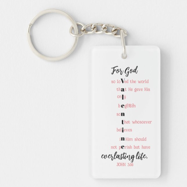 For God So Loved The World Personalised Gift Key Ring (Front)