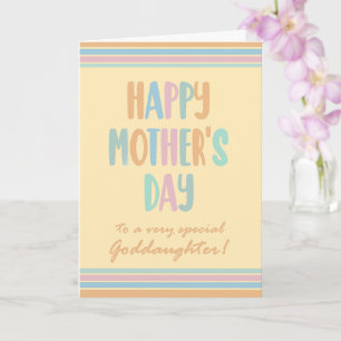 For Goddaughter Mothers Day Stripes and Typography Card