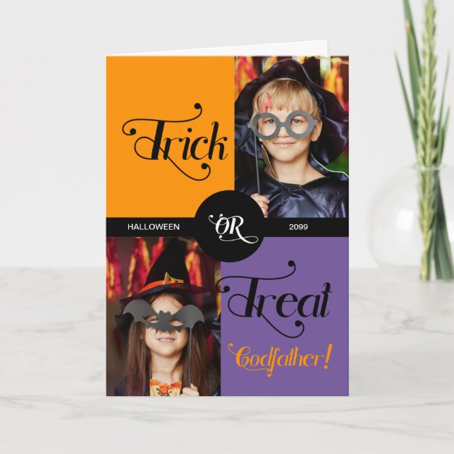 for Godfather Trick or Treat 2 Photo Halloween Card (Front)