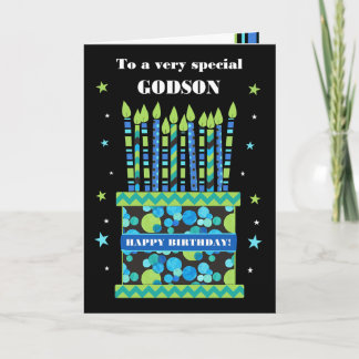 For Godson Birthday Cake with Candles Card