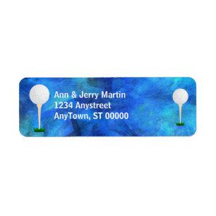  for golfers address label golf balls on blue 