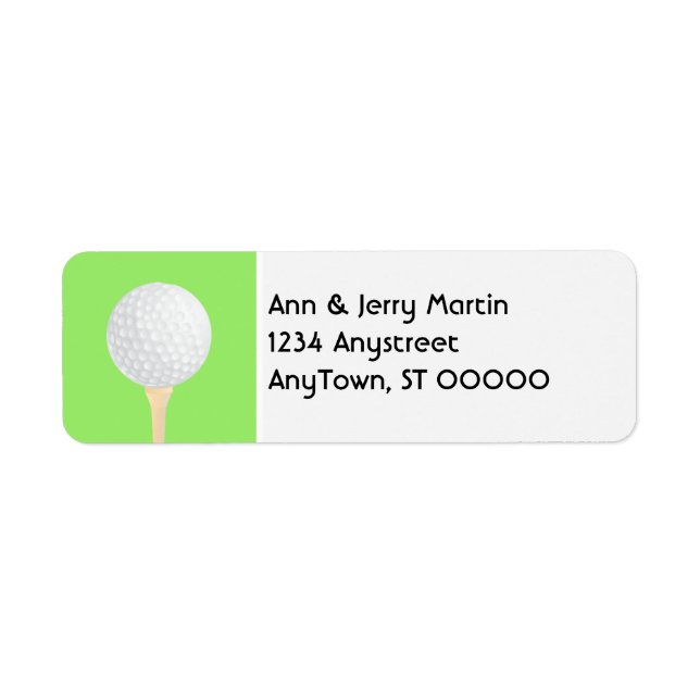 for golfers return address label golf ball design (Front)