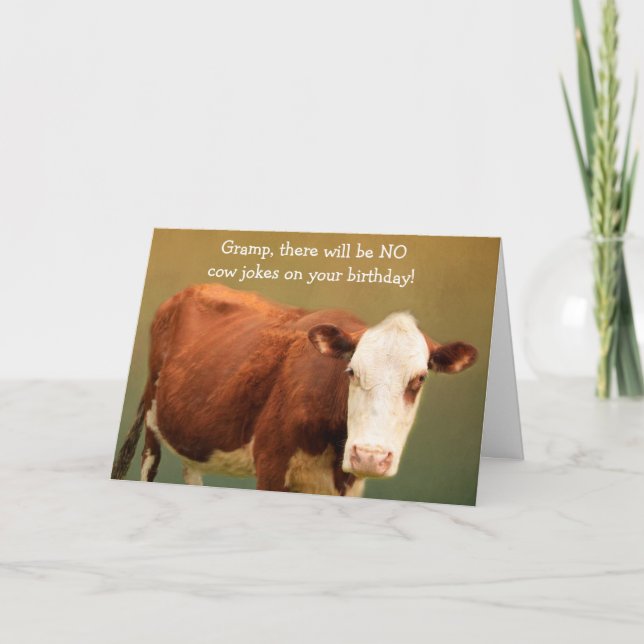 For Gramp Funny Cow Birthday Card (Front)