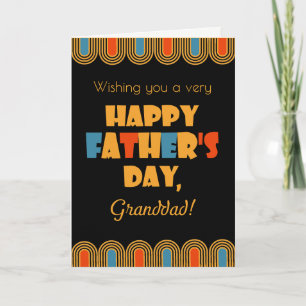 For Granddad Father's Day Deco Style on Black Card
