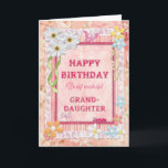 For Granddaughter, craft birthday card<br><div class="desc">Say Happy Birthday with a delightful scrap-booking crafts card. With lots of flowers,  butterflies,  and even a friendly caterpillar,  this card is sure to delight. Copyright Norma Cornes.</div>