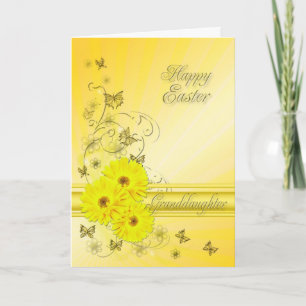 For Granddaughter, Easter card with yellow flowers
