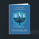 For Granddaughter Hanukkah Menorah on Dark Blue Card<br><div class="desc">This card is especially made for your granddaughter so you would be able to greet her when the Hanukkah holidays finally arrives. So as early as now,  you should be ordering your copy of this card to give her.</div>