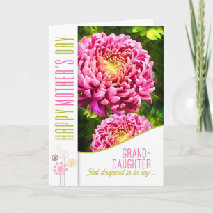 for Granddaughter Mother's Day Pink Dahlia Garden Card