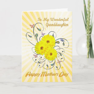 For Granddaughter Mother's Day with yellow flowers Card