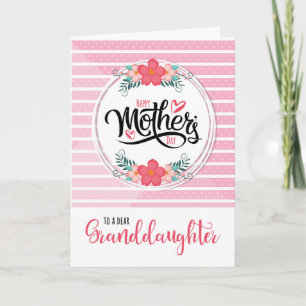 For Granddaughter on Mother's Day Pink Bontanical Card
