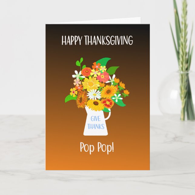 For Grandfather Thanksgiving Bouquet of Flowers Card (Front)