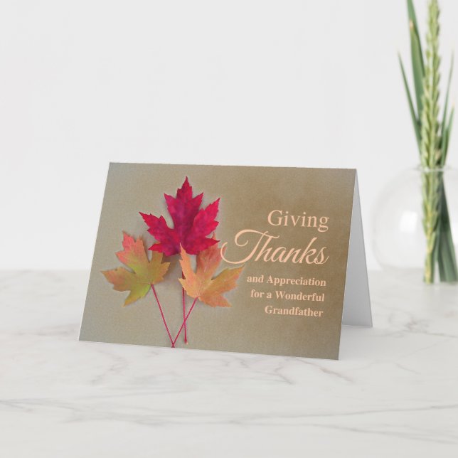 For Grandfather Thanksgiving Giving Thanks Card (Front)