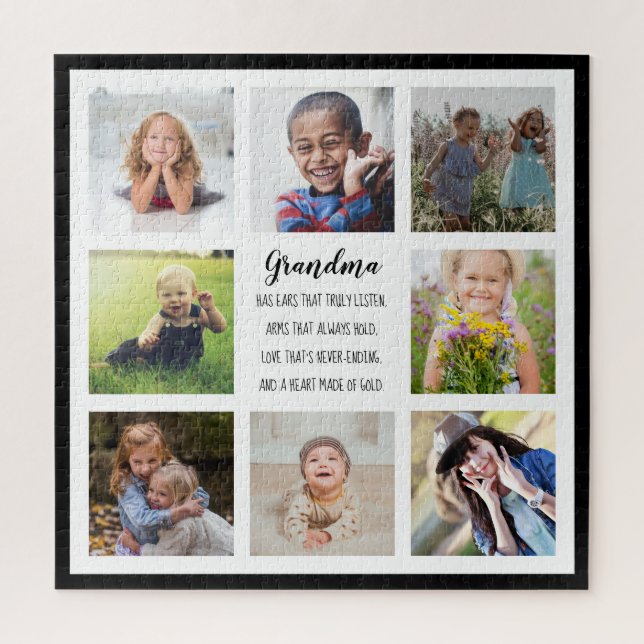 For Grandma 8 Photos and Quote Custom Faux Canvas  Jigsaw Puzzle (Vertical)