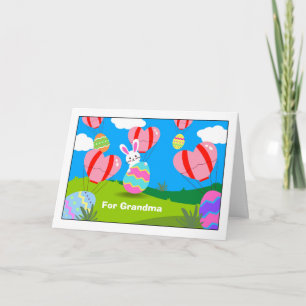 For Grandma Easter with Hot Air Balloons Eggs Card