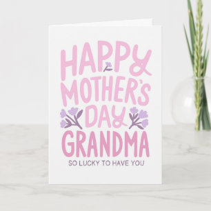 For Grandma Happy Mother's Day Purple Pink Card