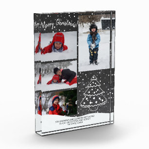 For Grandma   Rustic Snow Christmas Tree Photo Block