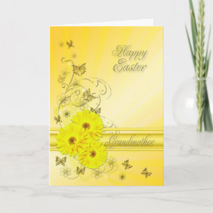 For Grandmother, Easter card with yellow flowers