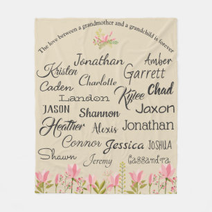 For Grandmother Grandchildren Names Collage Fleece Blanket
