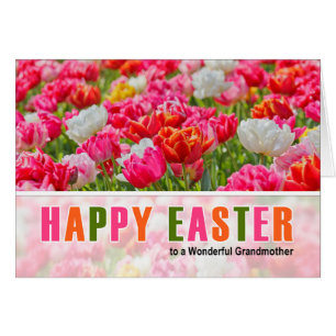 for Grandmother on Easter Pink Tulip Garden