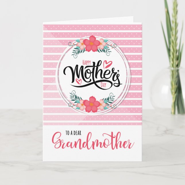 For Grandmother Pink Bontanical Mother's Day Holiday Card (Front)