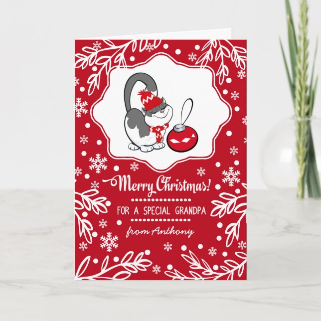 For Grandpa at Christmas Custom  Holiday Card (Front)