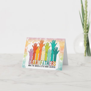 for Grandpa Father's Day Colourful Hands Raised Holiday Card