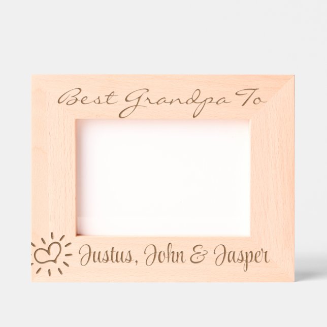 For Grandpa From Triplets Or Grandchildren, 7x5" Etched Frames (Front)
