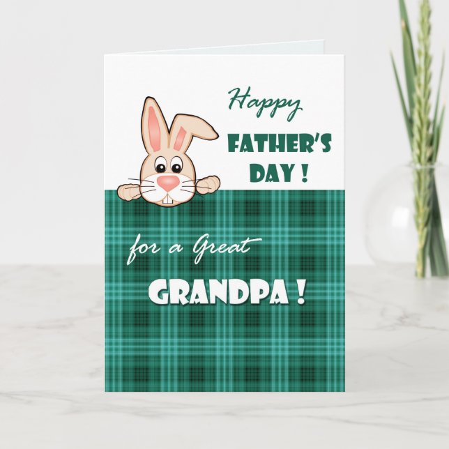 For Grandpa on Father's Day Cute Bunny Card (Front)