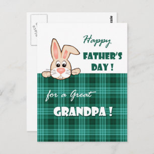 For Grandpa on Father's Day Cute Bunny Postcard