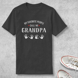 For Grandpa with 4 Grandkids Names Personalised T-Shirt