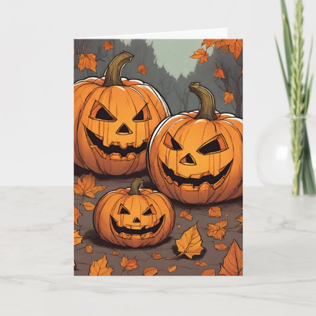 For Grandparents Halloween Jack o' Lantern Grins Card (Front)