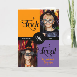 for Grandparents Trick or Treat 2 Photo Halloween Card