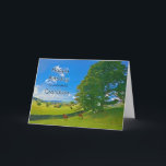 For Grandson, a Pastoral landscape Birthday card<br><div class="desc">A tranquil painting showing farm fields in the countryside. Horses and sheep graze peacefully under a tree. the sun sines from a blue sky with fluffy white clouds. The picture is of the Lake District in the UK. Copyright Norma Cornes</div>