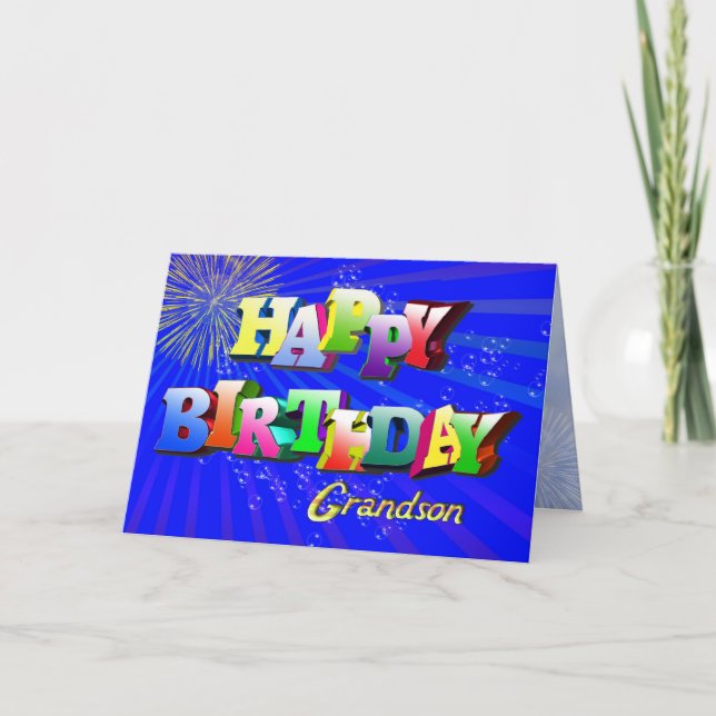 For grandson, Bright bubbles birthday card (Front)