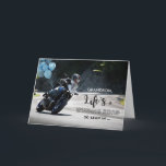 For Grandson Motorcycle Themed Birthday on Curve Card<br><div class="desc">Life’s a winding road so lean in … and hug every curve to a very happy birthday. Motorcycle themed birthday card for a grandson with a motorcyclist on a curve in the road. Blue coloured balloons are attached to the motorcycle for a festive image. Art, image, and verse copyright ©...</div>
