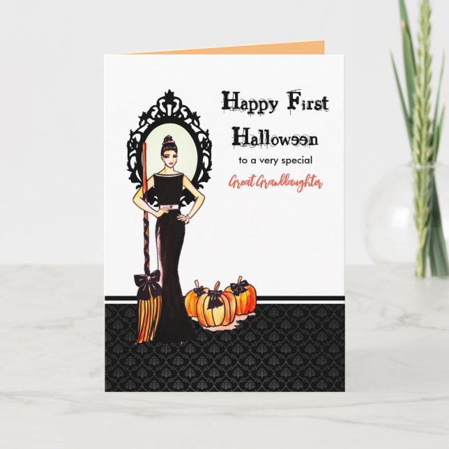 For Great Granddaughter First Halloween Lady Witch Card (Front)