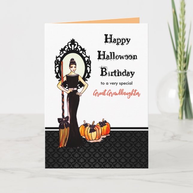 For Great Granddaughter Halloween Birthday Witch Card (Front)