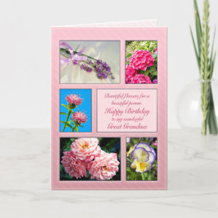 For great grandma, beautiful flowers birthday card