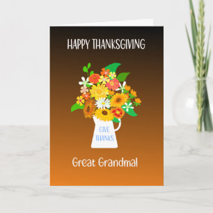 For Great Grandma Thanksgiving Bouquet of Flowers Card
