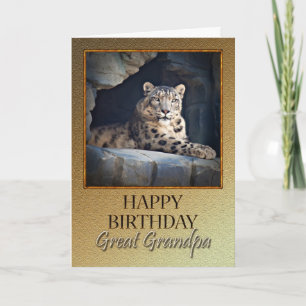 For Great Grandpa a Birthday with a snow leopard Card