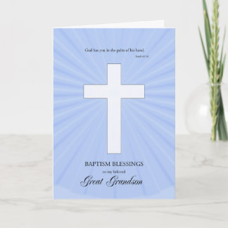 For Great Grandson Baptism, Glowing Cross Card