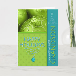 for Great Grandson Green and Blue Modern Holiday