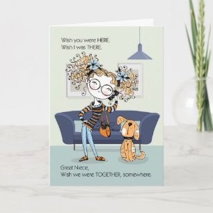 for Great Niece Teen or Tween Missing You Girl Card