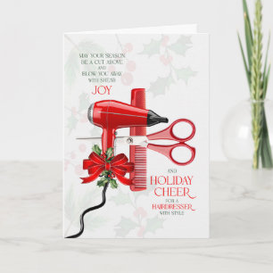 for Hairdresser Blow You Away with Shear Joy Holiday Card