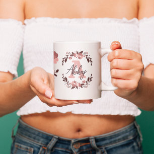 For her a Monogram Floral Love Coffee Mug