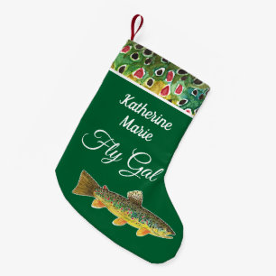 For Her Brown Trout Fly Fishing Small Christmas Stocking