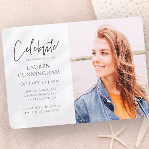 For Her Celebration of Life Modern Simple Photo Invitation